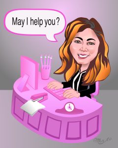 Beth - Working in pink Caricature Art