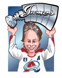 Caricature Art - Colorado Avalanche player hoisting the Stanley Cup