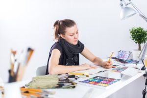woman drawing caricature art